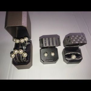 Dillard’s Faux Pearl & Silver Jewelry (Bracelet, Earrings & Ring)  NEVER WORN